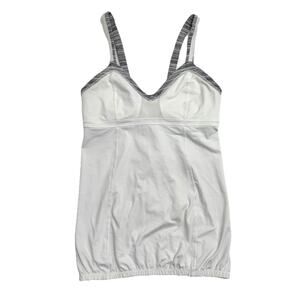 Lululemon Light It Up Tank Top Built in Bra Size 6 Reflective White/Gray Running